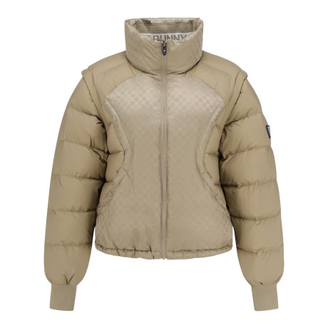 여성 로고 패턴 믹스 구스 다운 점퍼