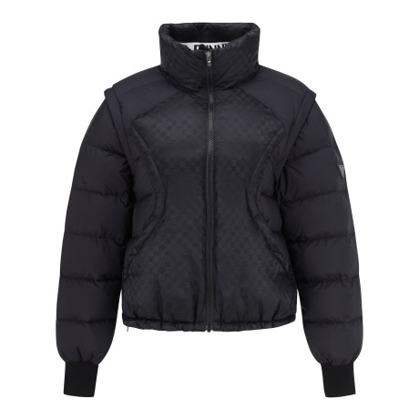 여성 로고 패턴 믹스 구스 다운 점퍼