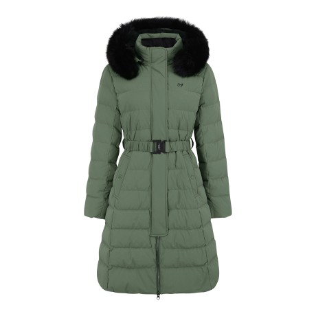 여성 밴딩 벨티드 구스다운 롱 점퍼