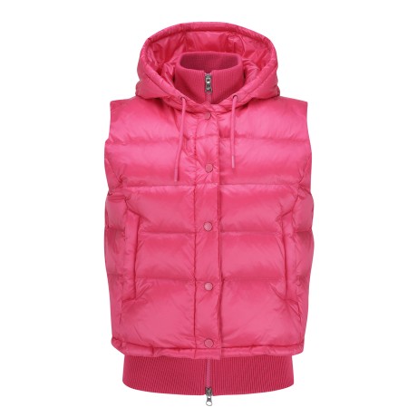 여성 후드 구스 다운 베스트