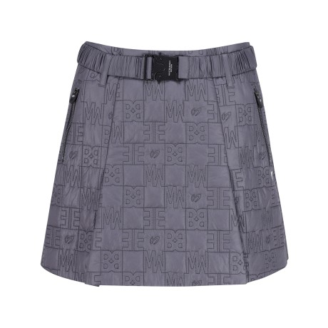 여성 퀼팅 로고 패턴 벨티드 큐롯 스커트