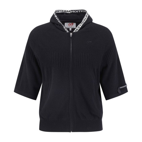 여성 캐시미어 방풍안감 미니 후드 가디건