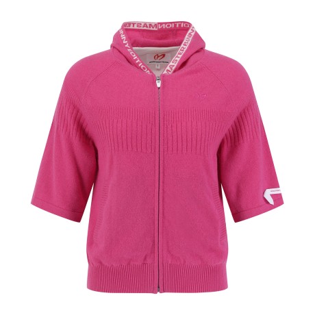 여성 캐시미어 방풍안감 미니 후드 가디건