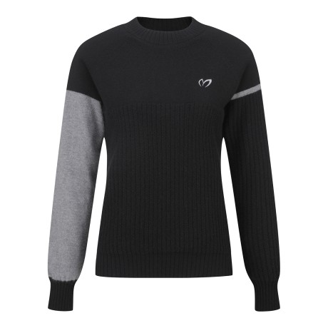 여성 크로셰 블록 라운드넥 니트