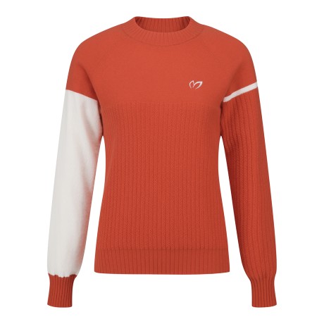 여성 크로셰 블록 라운드넥 니트