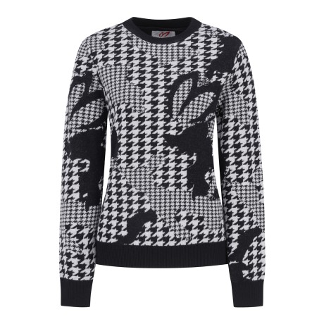 여성 하운드투스 패턴 울 니트