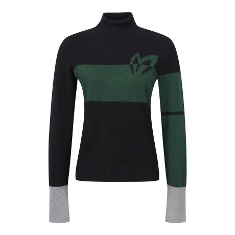 여성 컬러 믹스 하이넥 긴팔 니트