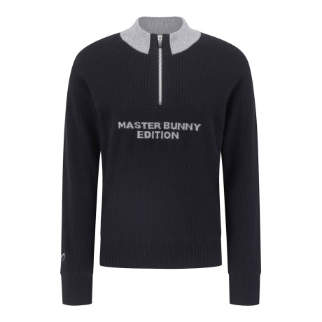 여성 리브 레터링 하프 집업 방풍 니트