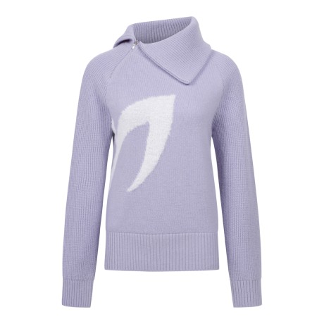 여성 울 와이드 칼라 사이드 집업 방풍 니트