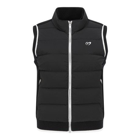 여성 구스 다운 블록 니트 베스트