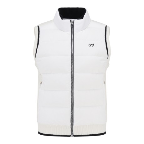 여성 구스 다운 블록 니트 베스트