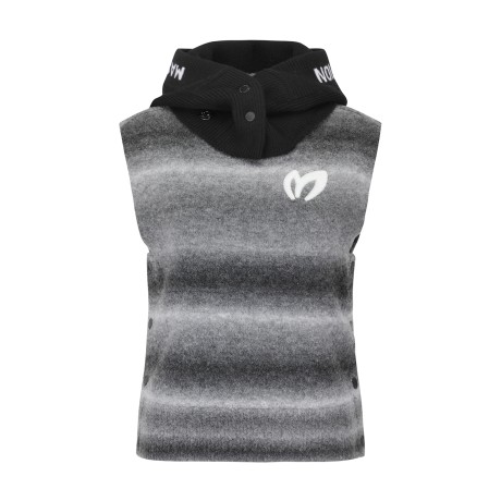 여성 탈착 후드 & 버튼 포인트 패딩 베스트