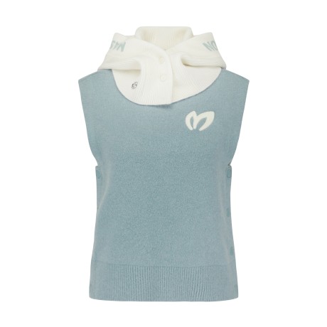 여성 탈착 후드 & 버튼 포인트 패딩 베스트