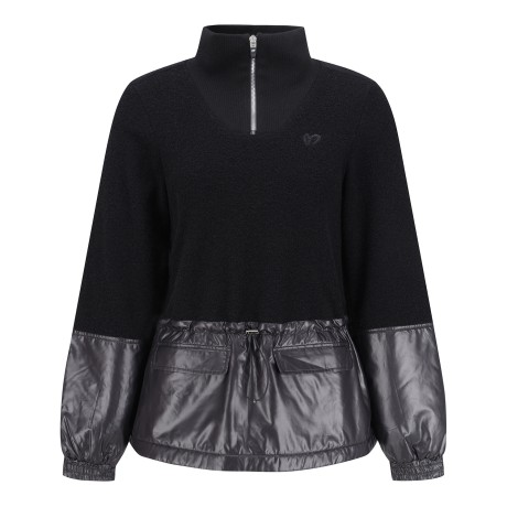 여성 패딩 블록 하프집업 부클 긴팔 티셔츠