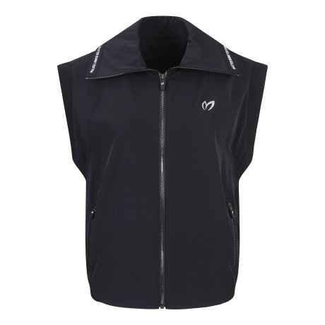 여성 로고 라인 투웨이 칼라 집업 베스트