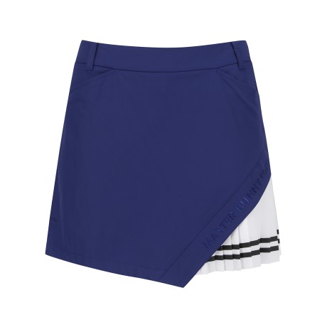 여성 플리츠 믹스 사선 로고 큐롯 스커트