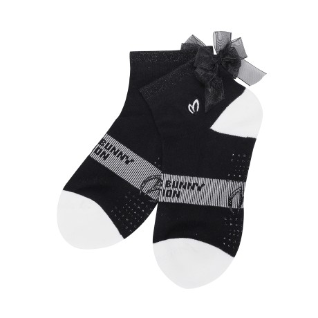 여성 논슬립 메탈사 배색 리본 단목 양말