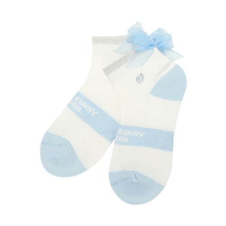 여성 논슬립 메탈사 배색 리본 단목 양말