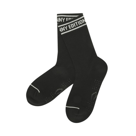 여성 논슬립 파일조직 레터링 중목 양말
