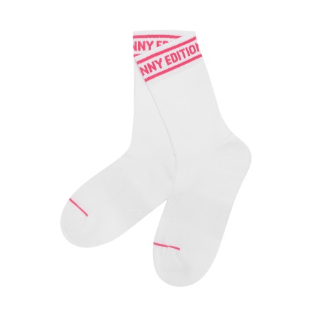 여성 논슬립 파일조직 레터링 중목 양말