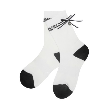 여성 논슬립 배색 리본 중목 양말