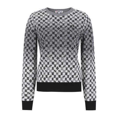 여성 로고 자카드 패턴 긴팔 니트