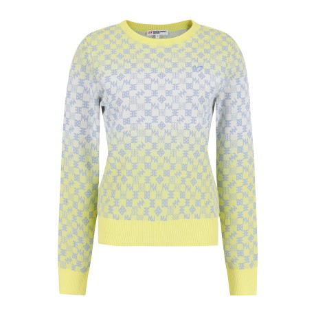 여성 로고 자카드 패턴 긴팔 니트