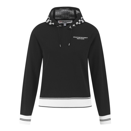 여성 로고 자카드 후드 긴팔 니트