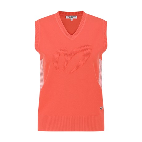 여성 체크 라인 엠보 심볼 니트 베스트