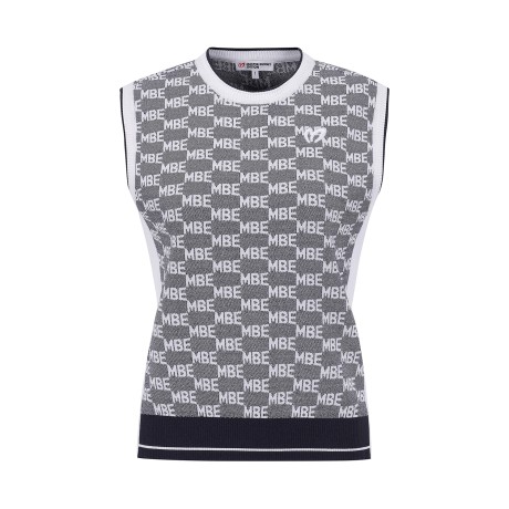 여성 로고 자카드 니트 베스트