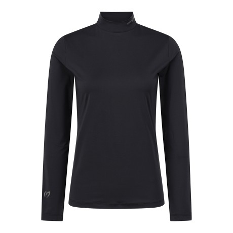 여성 로고 스트레치 모크넥 긴팔 티셔츠