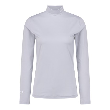 여성 로고 스트레치 모크넥 긴팔 티셔츠