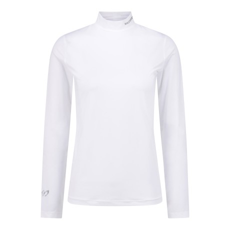 여성 로고 스트레치 모크넥 긴팔 티셔츠