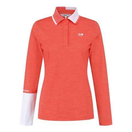 여성 하프 배색 칼라 긴팔 티셔츠