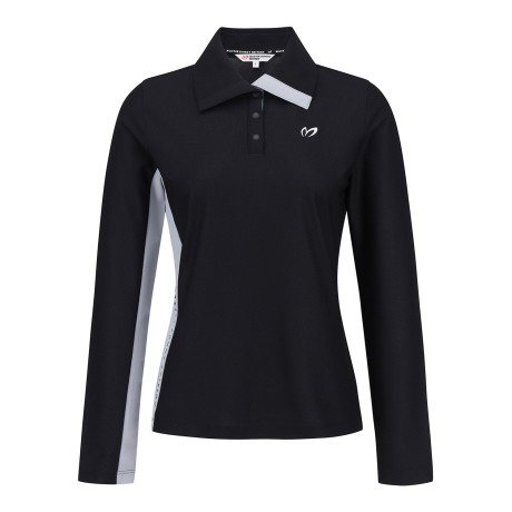 여성 사이드 컬러 블록 와플 폴로 티셔츠