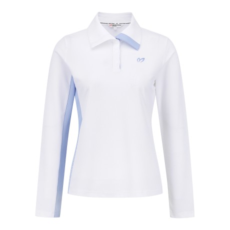 여성 사이드 컬러 블록 와플 폴로 티셔츠