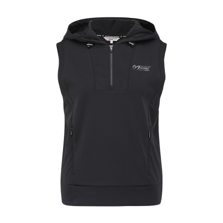 여성 우븐 믹스 후드 슬리브리스 티셔츠