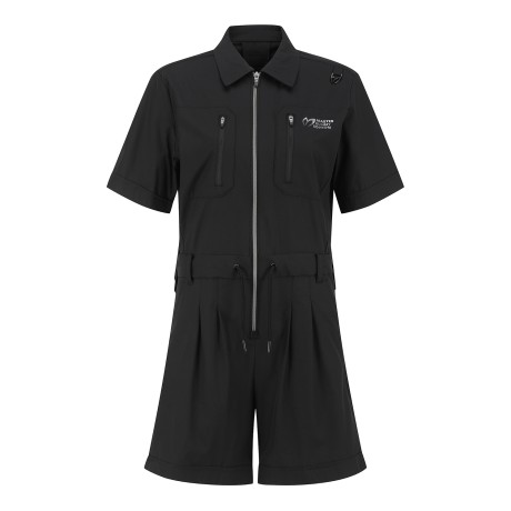 여성 백 슬릿 반팔 집업 점프수트