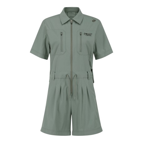 여성 백 슬릿 반팔 집업 점프수트