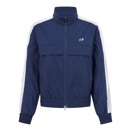 여성 펀칭 믹스 블루종 점퍼