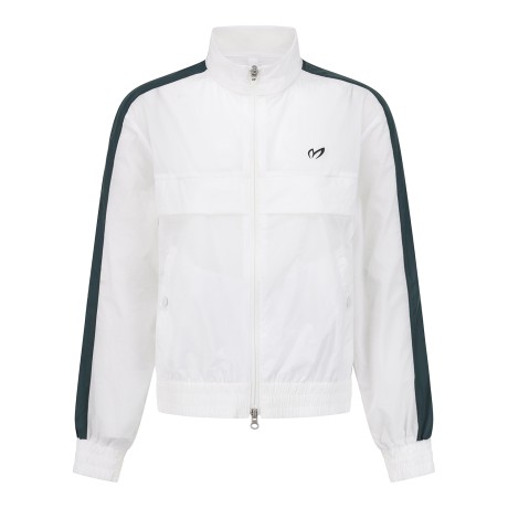 여성 펀칭 믹스 블루종 점퍼