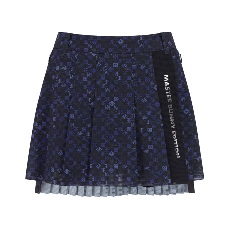 여성 로고 패턴 언밸런스 플리츠 큐롯 스커트