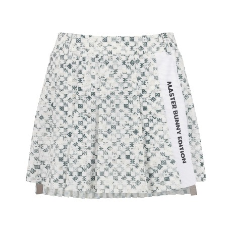 여성 로고 패턴 언밸런스 플리츠 큐롯 스커트