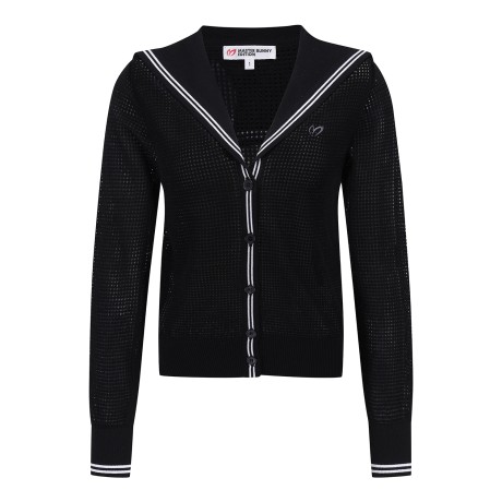 여성 심볼 자수 세일러 칼라 메쉬 가디건