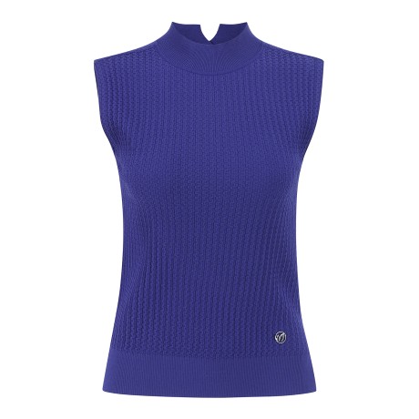 여성 엠보 짜임 모크넥 니트 베스트