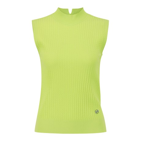 여성 엠보 짜임 모크넥 니트 베스트