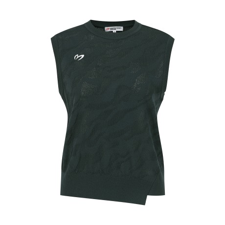 여성 카모 메쉬 니트 베스트