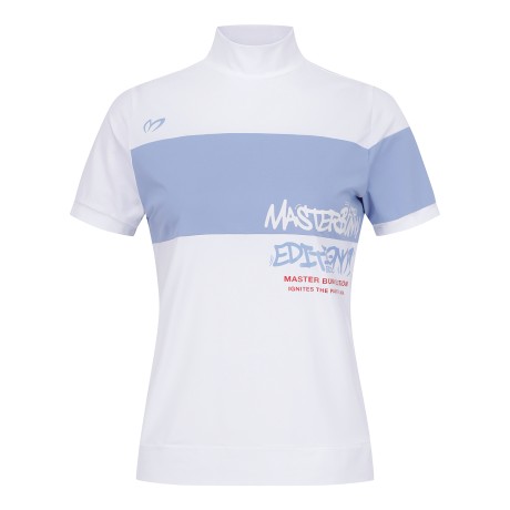 여성 컬러 블록 로고 반팔 티셔츠