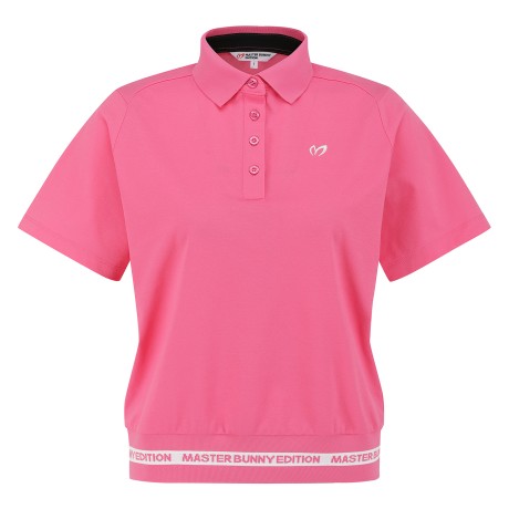 여성 로고 헴 칼라 반팔 티셔츠