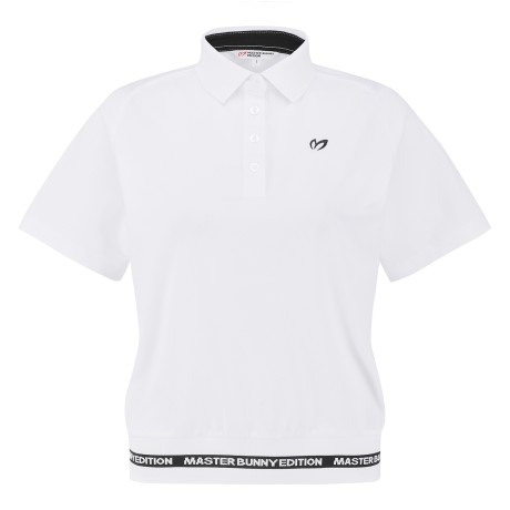 여성 로고 헴 칼라 반팔 티셔츠